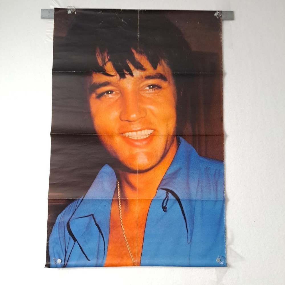 Elvis Presley Poster 21x32" Blue‎ Portrait Music Memorabilia Vintage Rock 1970s